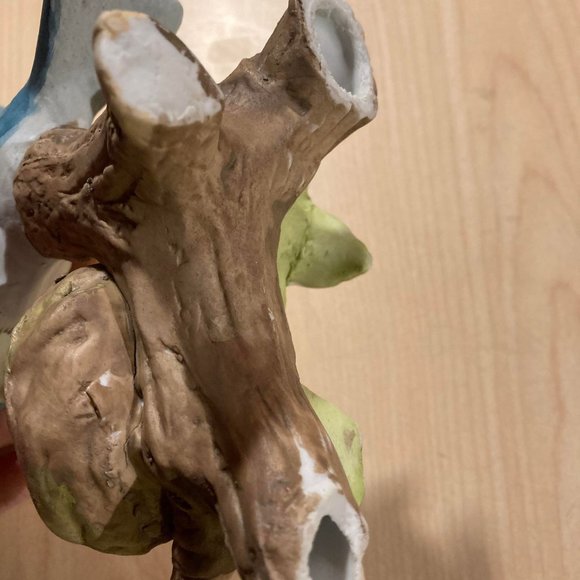 Beautiful Ceramic Mom Blue Jay/Bird w/Babies In Nest Tree/Leaves Yellow Primrose - Picture 6 of 6